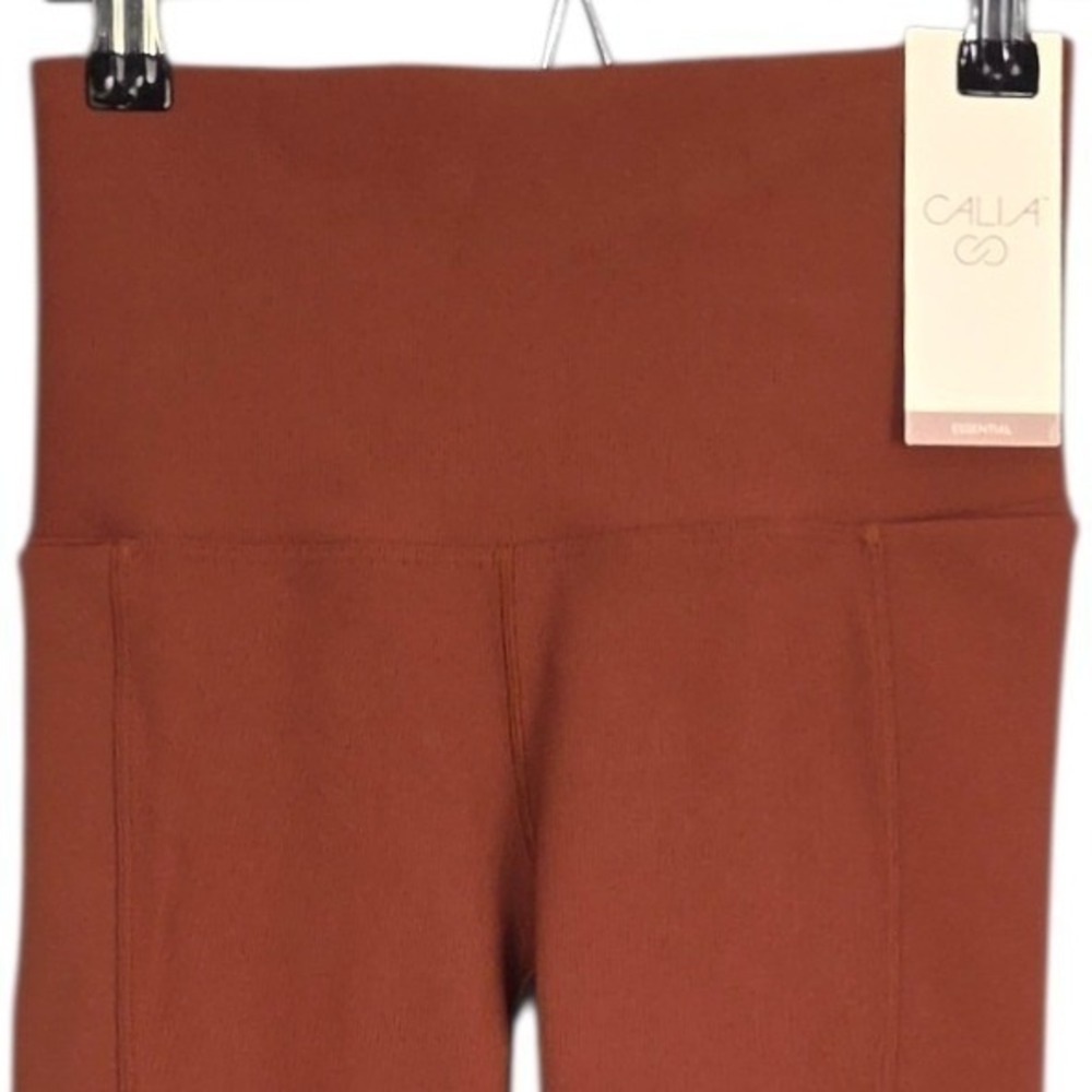Calia Leggings Womens XS Red-Brown Ribbed Essential High‎ Rise 7/8 Yoga Gym NWT